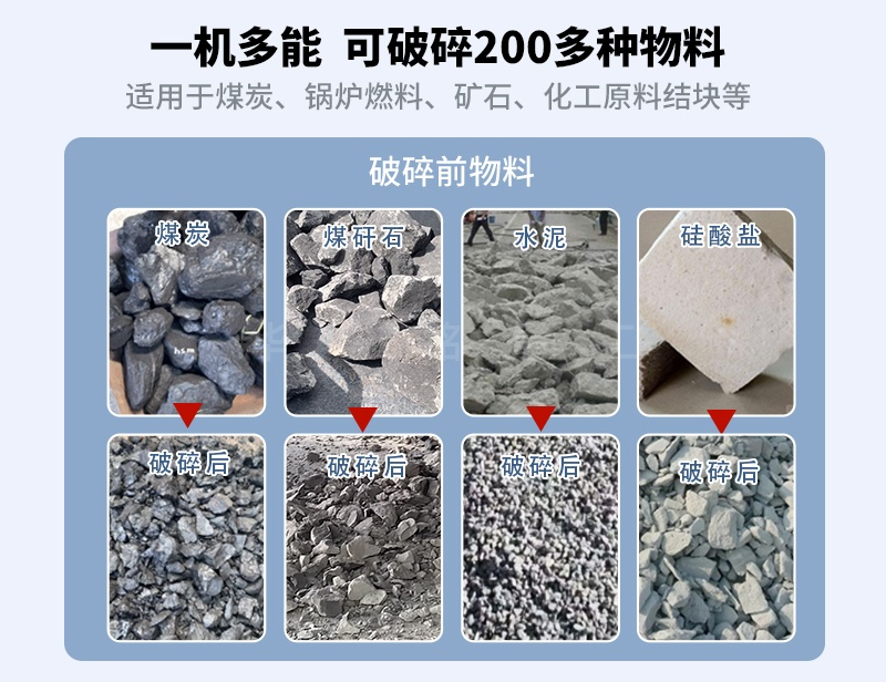 双齿辊破碎机破碎物料对比